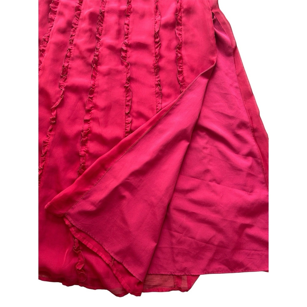 Red Maxi Slip Dress with Ruffle Texture - Picture 6 of 9